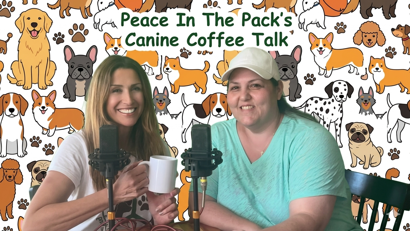 Nancy and Jaime hosting Canine Coffee Talk Podcast